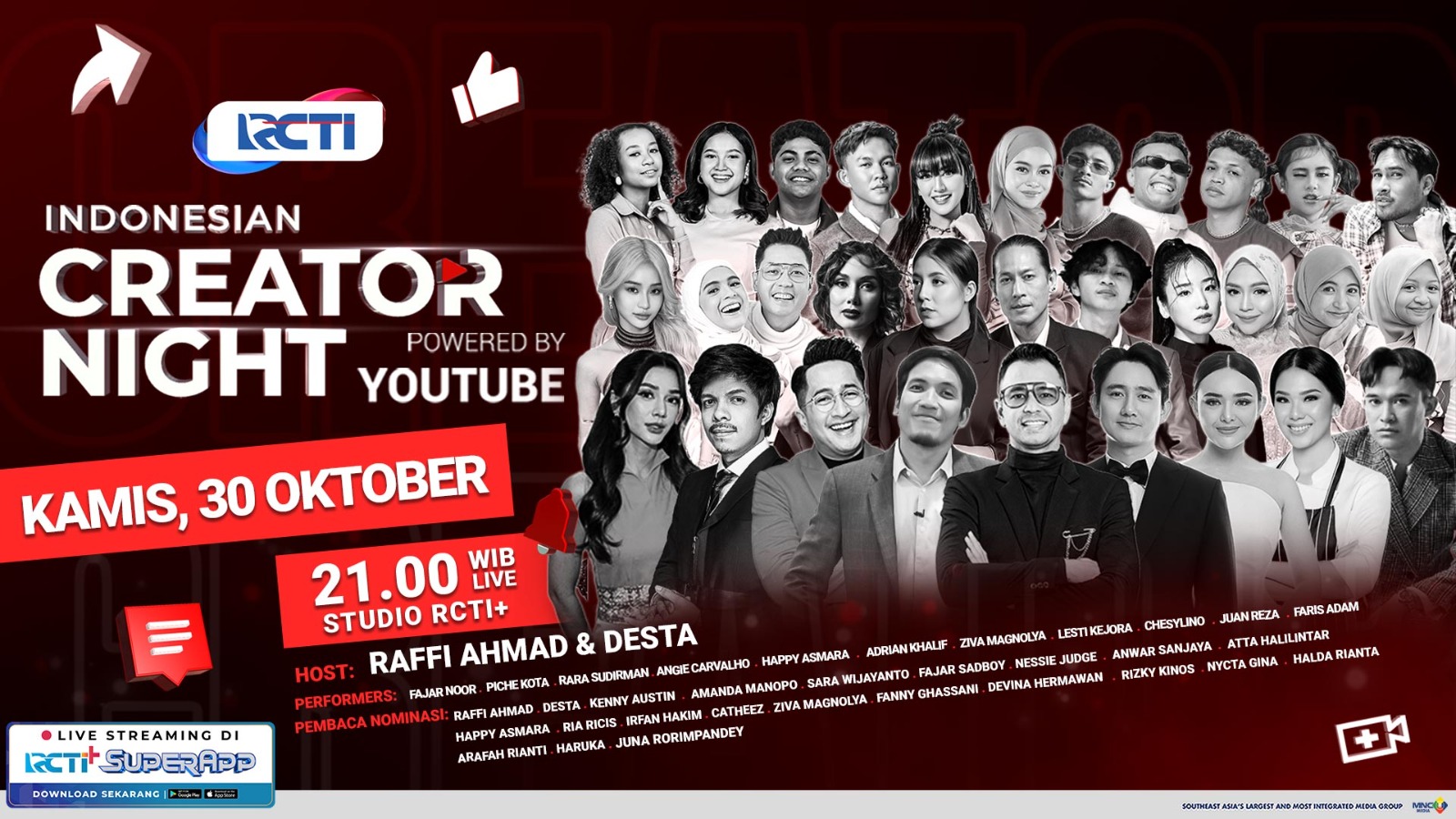 28 Indonesian Creator Night 2025: Malam Puncak Perayaan Kreativitas dan Inspirasi Kreator Digital Tanah Air, Live dan Eksklusif di RCTI!